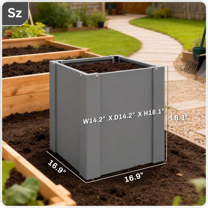 WOW PIONEER Elevated Galvanized Steel Outdoor Planter Box Raised Garden Bed for Balcony Patio Backyard Vegetable and Flower Planting