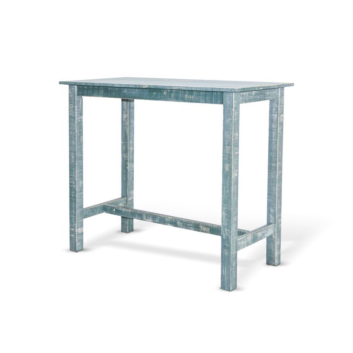 Rena Bar Height Table, 48 Inch Rectangular Seagrass Mahogany Wood