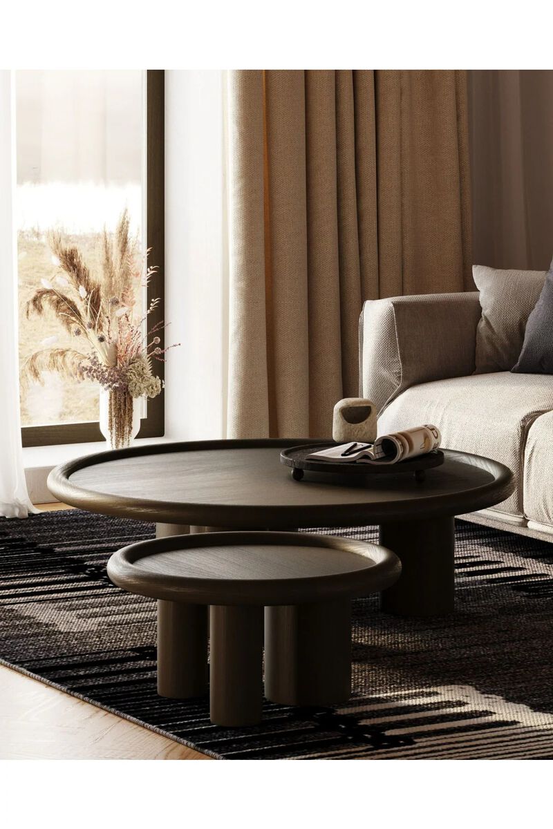 Brown Ash Round Nesting Tables (2) | OROA Modern Strauss image number 7