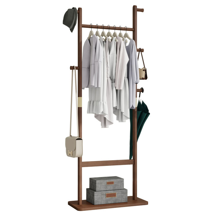 GOODSILO Freestanding Solid Wood Coat Rack Durable Garment Storage Hanger Easy to Assemble for Entryway Bedroom Living Room Holds Coats Hats Scarves and Bags