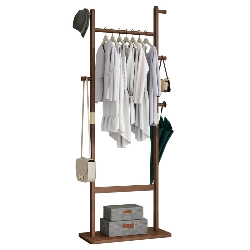 GOODSILO Freestanding Solid Wood Coat Rack Durable Garment Storage Hanger Easy to Assemble for Entryway Bedroom Living Room Holds Coats Hats Scarves and Bags image number 0