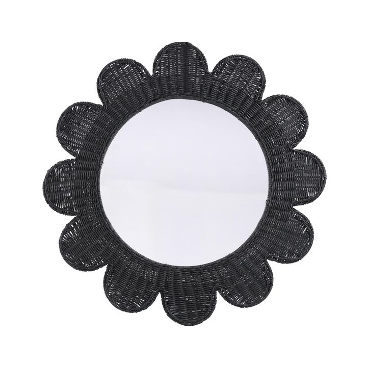 Tov Furniture Coralie Rattan Round Mirror (Black)