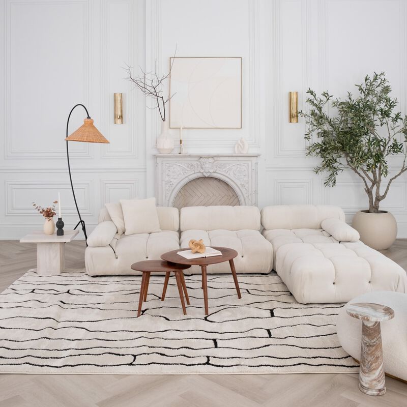 Rug Branch Aida Modern Abstract Cream Black Indoor Area Rug