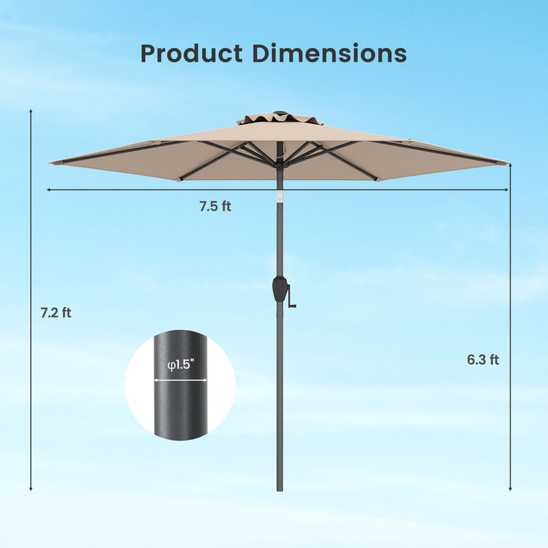 Outdoor Patio Heavy Duty Market Umbrella with Push Button Tilt