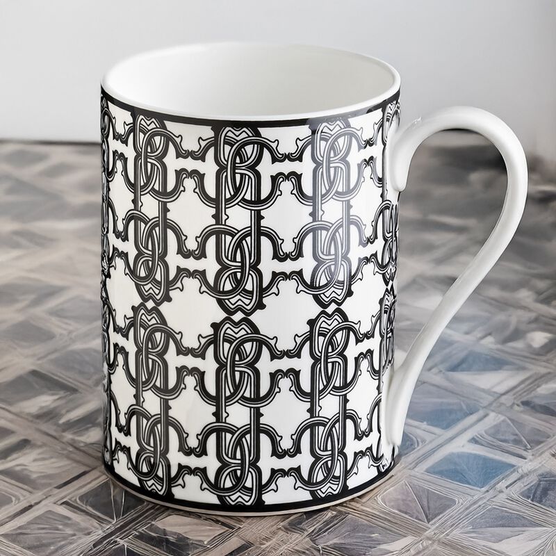 Mug Cup MONOGRAM in Luxury Box Black diam. 2.5", H 3.3", cap. 12.5 oz image number 2