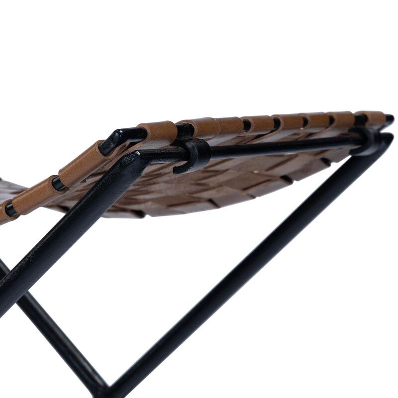 Butler Specialty Karma Woven Leather Stool, Medium Brown