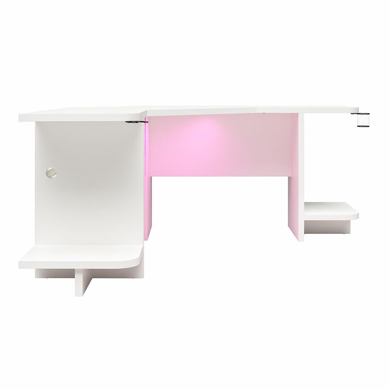 Ntense Mod Corner Gaming Desk with LED Light Kit, White