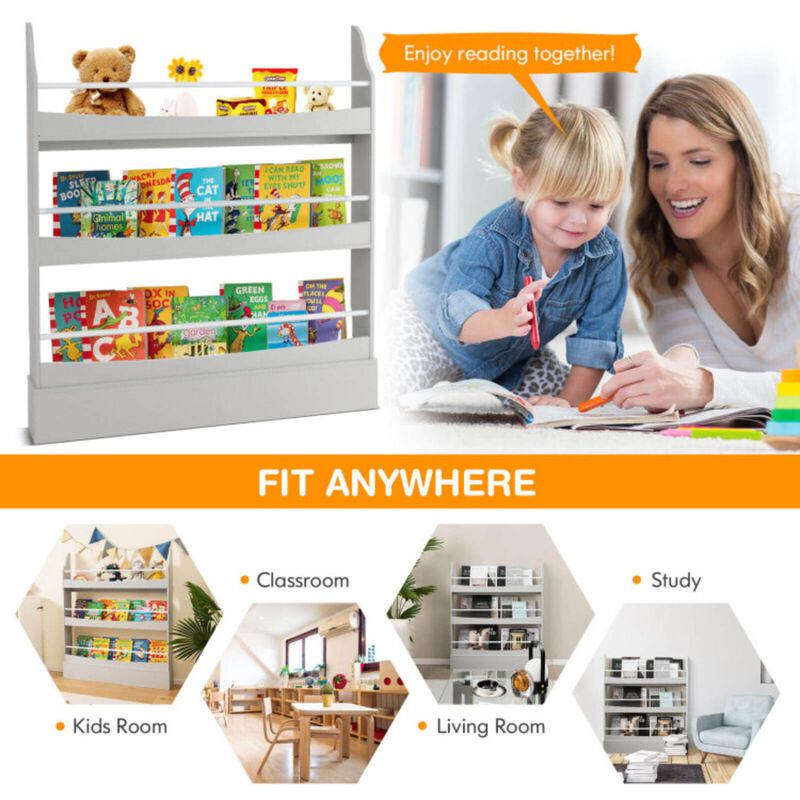 Hivvago 3-Tier Bookshelf with 2 Anti-Tipping Kits for Books and Magazines