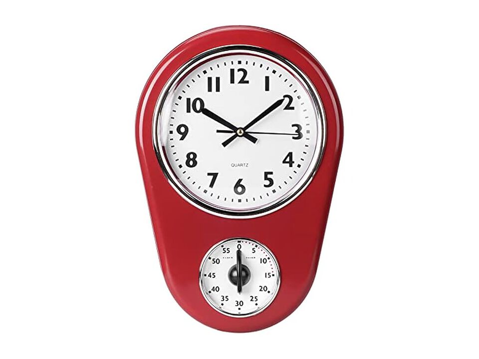 Retro Vintage Hanging Timer Red Wall Clock Living Room Decor