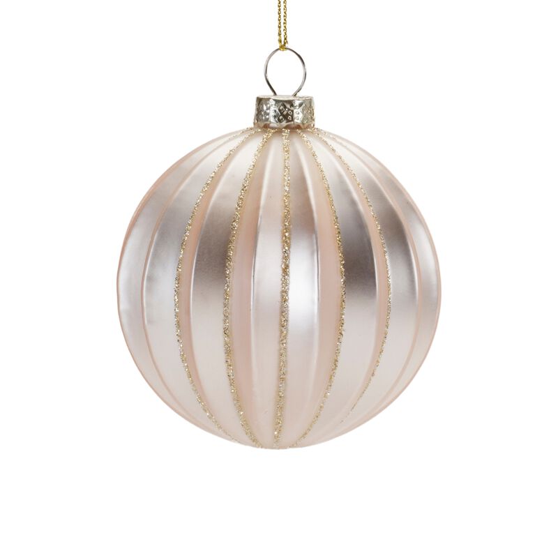 Ribbed Metallic Glass Ball Ornaments, Set of 6 for Holiday Tree Styling