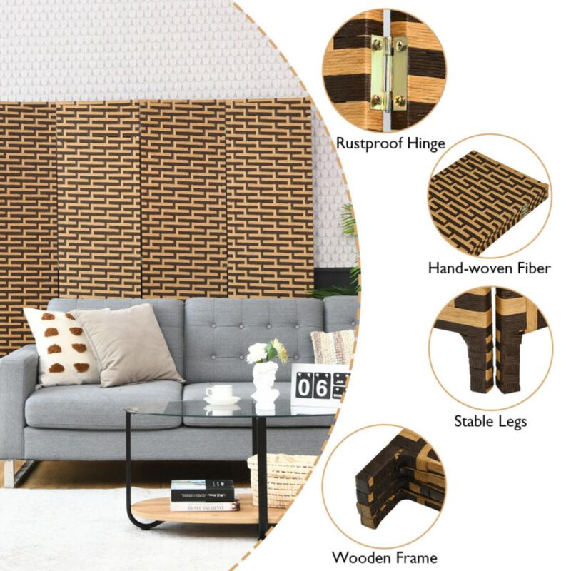 Hivvago 4 Panel Folding Privacy Partition Room Divider with Rustproof Hinge-Yellow