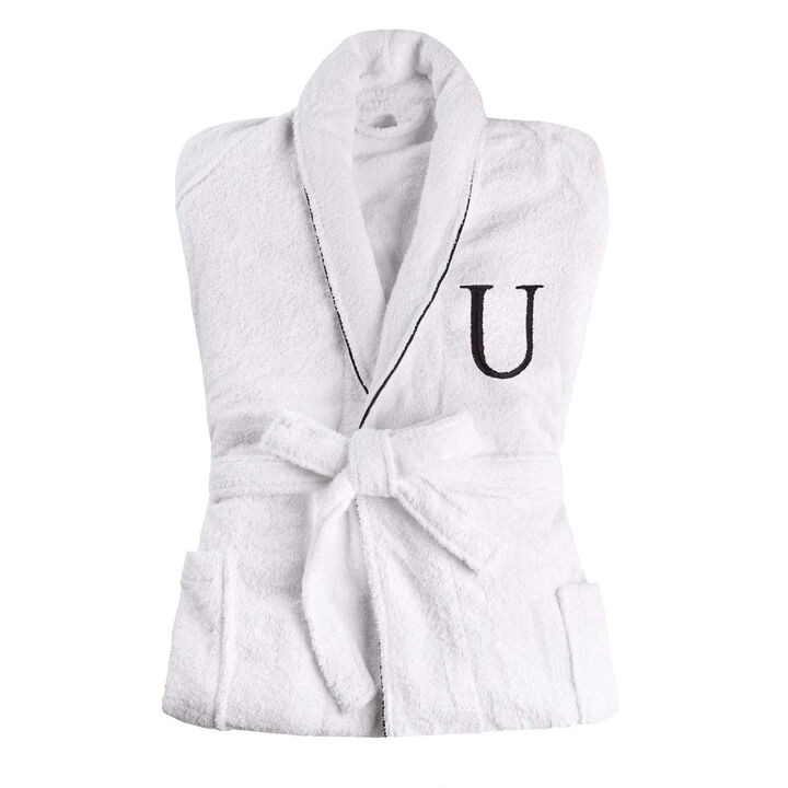 Cotton Embroidered Bath Robe with Letter U for Men and Women