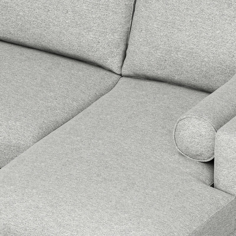 Morrison Mid Century Right Sectional 102 inch Wide Sofa Sectional in Mist Grey Tightly Woven Performance Fabric