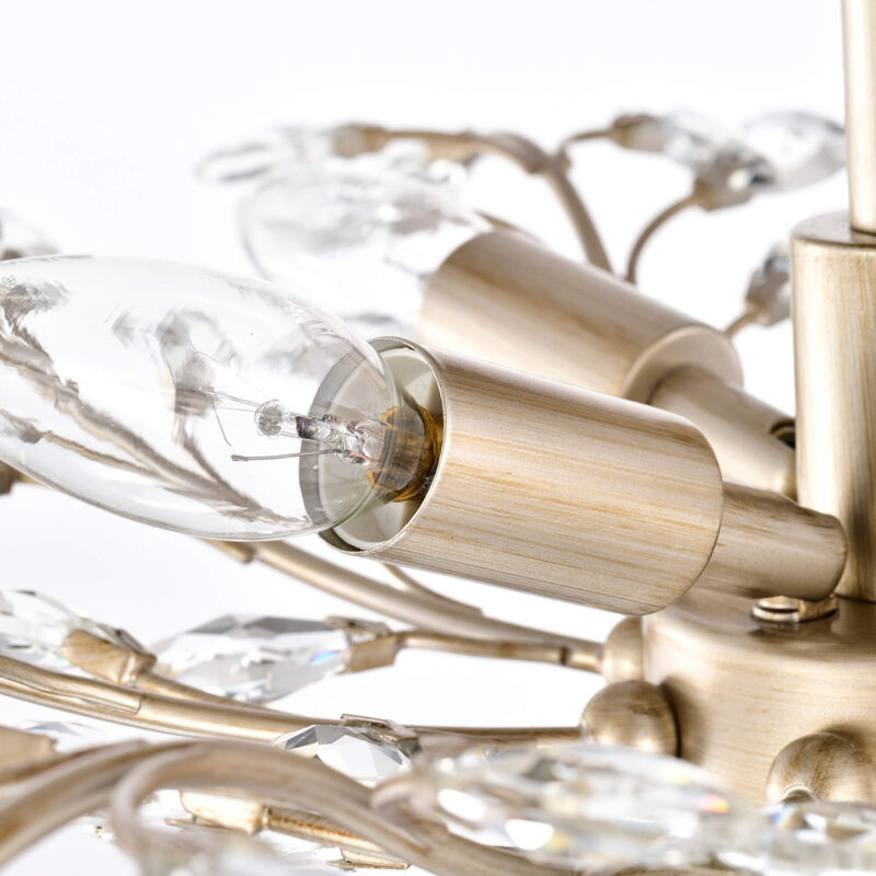 Grace 4-light Brushed Champagne Silver Crystal Leaves Flush Mount image number 6
