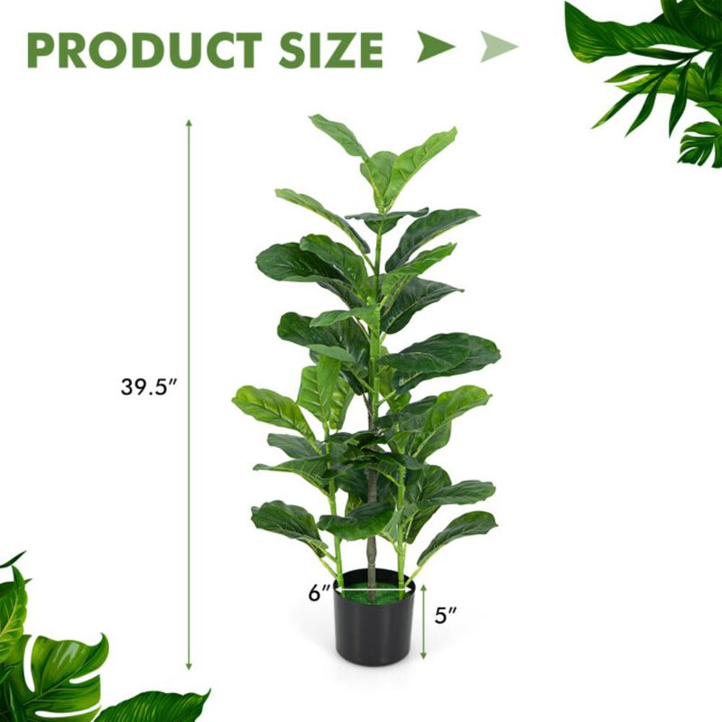 Hivvago 2-Pack Artificial Fiddle Leaf Fig Tree for Indoor and Outdoor