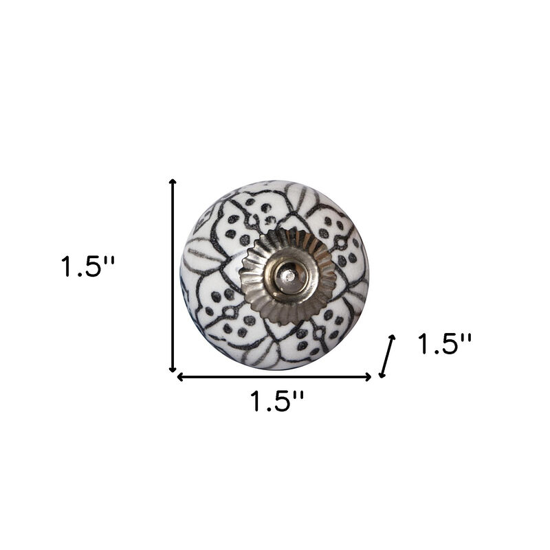HomeRoots Set of Eight Black And White Ceramic And Metal Drawer Pull Knobs image number 3
