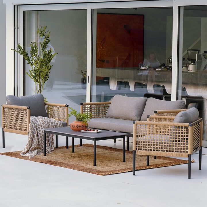 Mondawe Outdoor Rattan Removable Sofa Set,Durable All-Aluminum Frame & Olefin Seat Cushions
