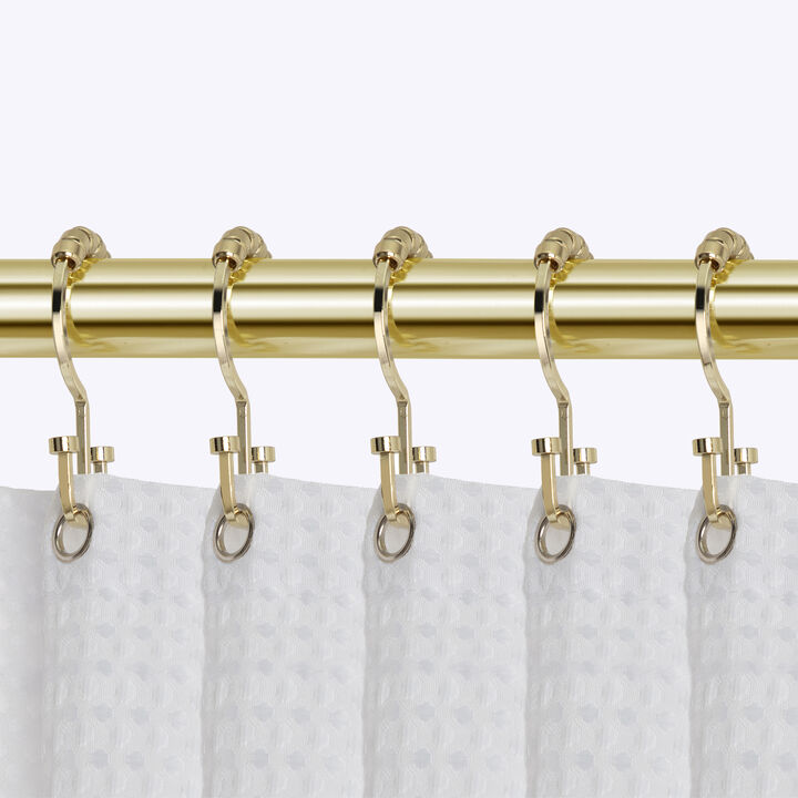 Utopia Alley Rust-Resistant Metal Double Shower Curtain Hooks, Shower Hooks Hangers for Bathroom, Kitchen Utensils, Curtains, Clothing, Towels etc - Set of 12