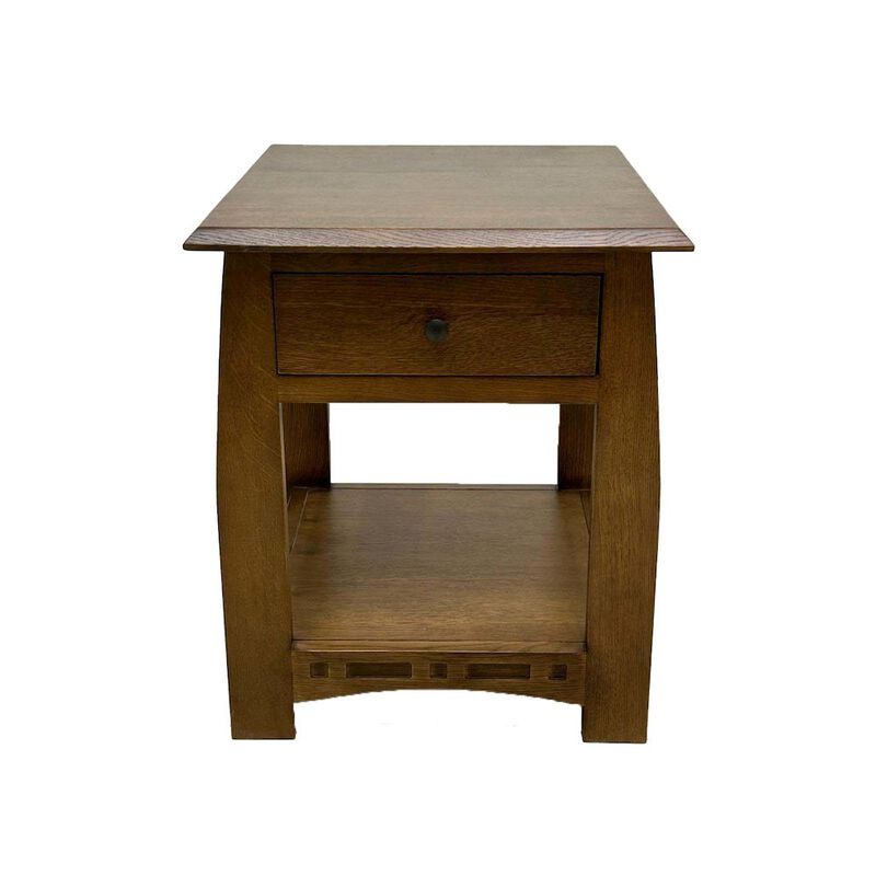 Crafters and Weavers Mission Quarter Sawn White Oak 1 Drawer Inlay End Table - Walnut stain