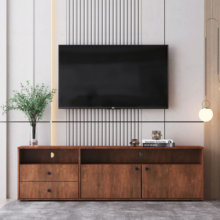 Hivvago Media Console Entertainment Center Television Table TV Cabinet Rosewood