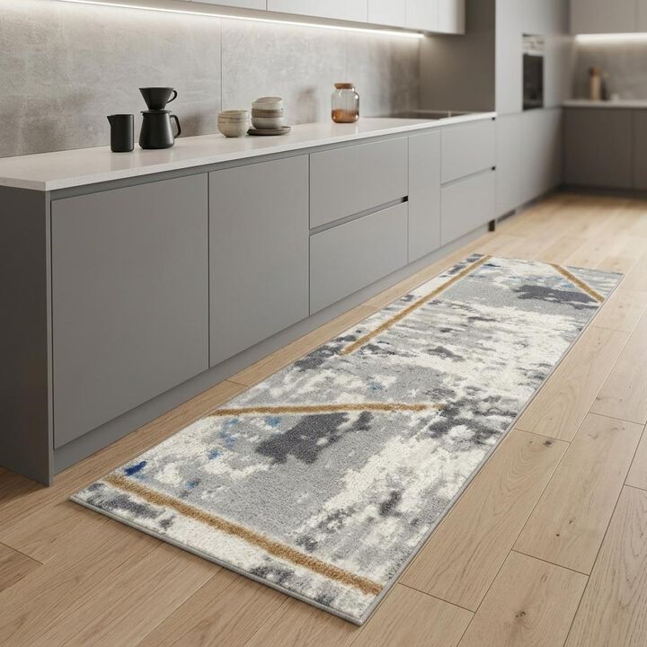 HomeRoots Geometric Non Skid Runner Rug
