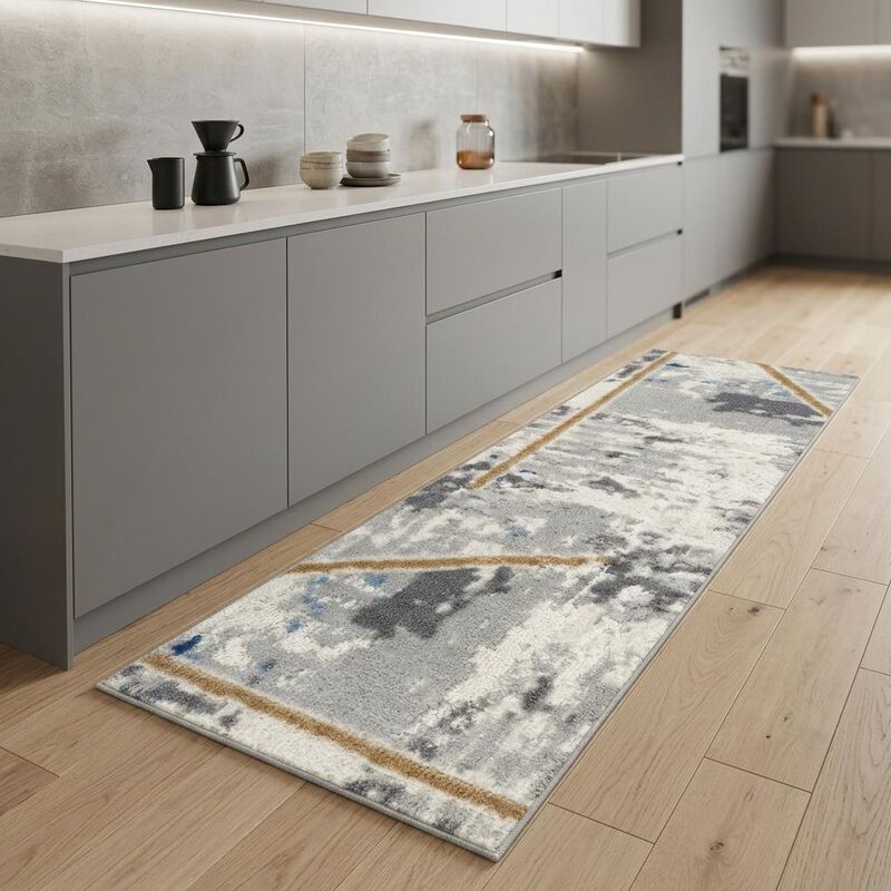 HomeRoots Geometric Non Skid Runner Rug image number 1