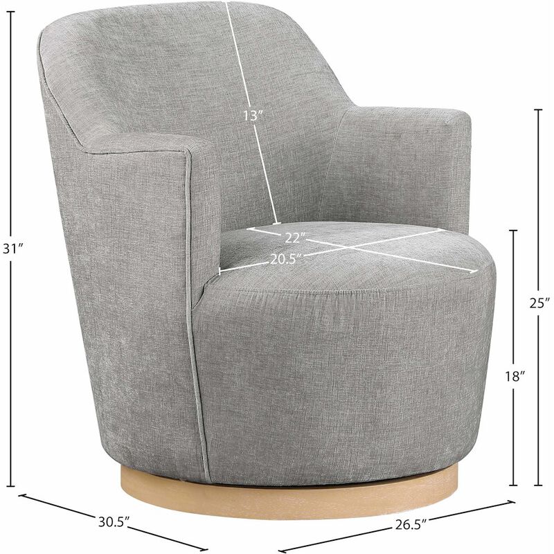Meridian Furniture Clarita Light Grey Chenille Fabric Swivel Accent Chair