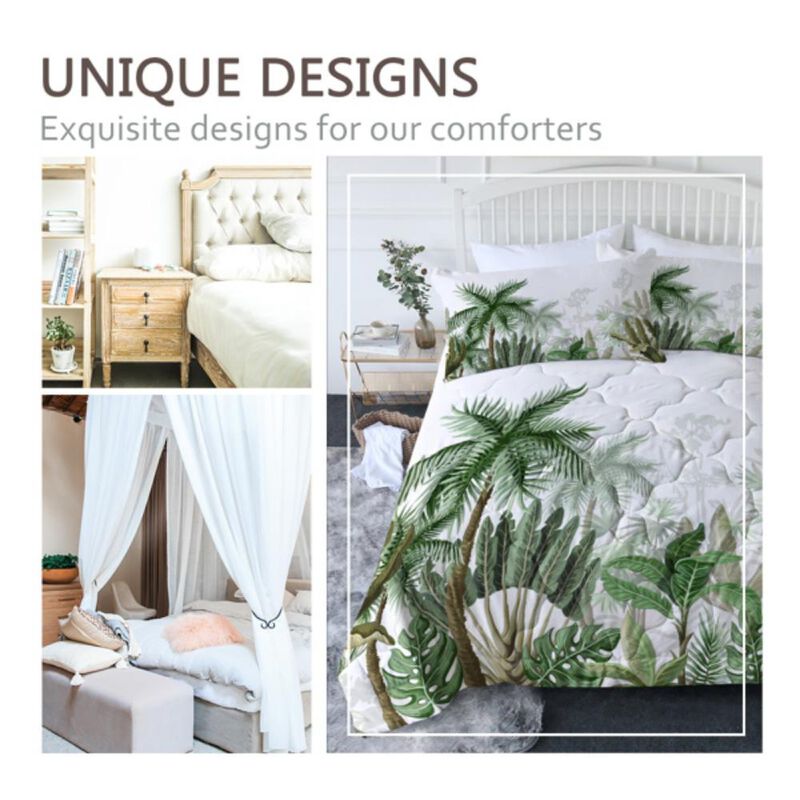 3-Piece Coconut Tree Comforter Set Tropical Palm Tree Bedding for a Relaxing Coastal Vibe image number 5