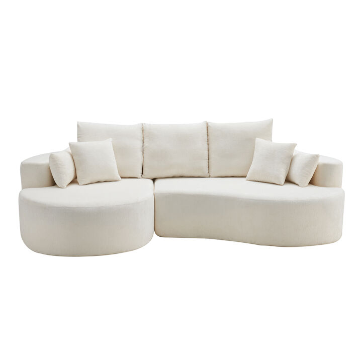 Christopher Knight Home Edana 106" Modern Cozy Upholstered 4 Seater Curved Sectional Sofa with 7 Pillows