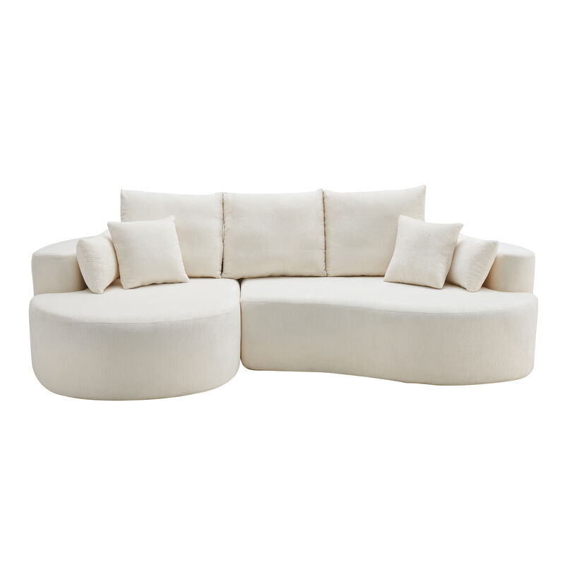 Christopher Knight Home Edana 106" Modern Cozy Upholstered 4 Seater Curved Sectional Sofa with 7 Pillows
