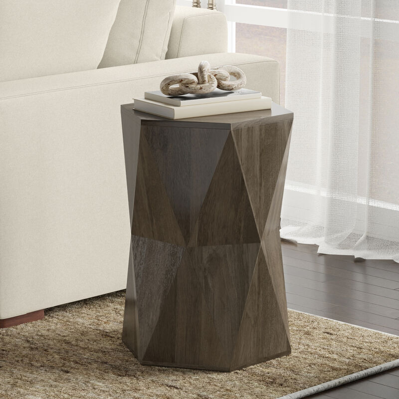 Mckinley 16 inch Wide Solid Mango Contemporary End Table in Ash Grey, Assembled