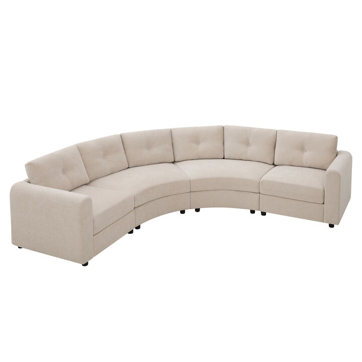 Merax Curved Modular Sectional Sofa with Customizable Layout, High-Resilience Foam & Pocket Spring Seats