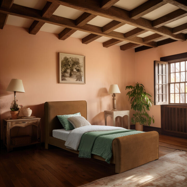 Meridian Furniture Sloan Saddle Velvet Twin Bed