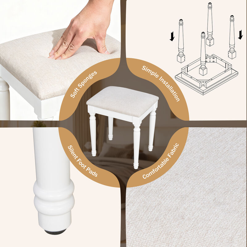 TATEUS Makeup Vanity Desk with Tri-Fold Mirror