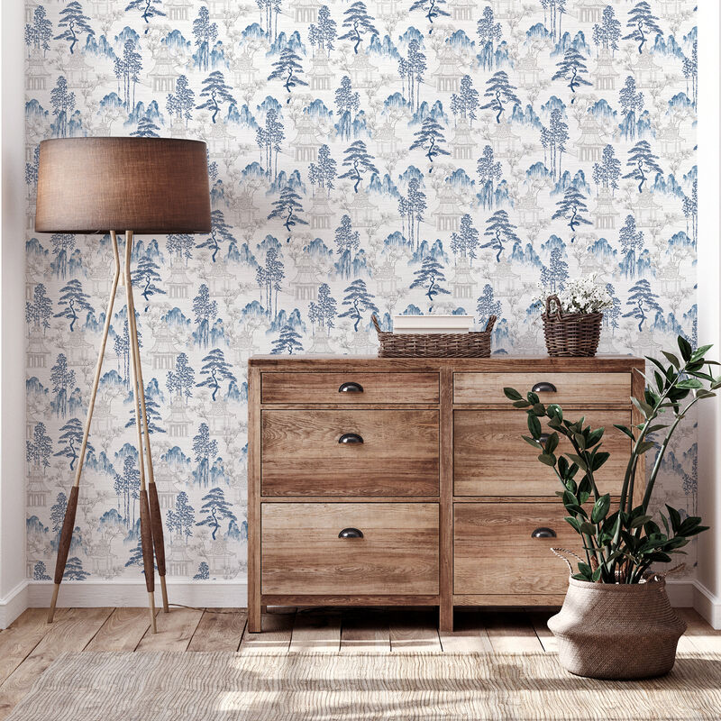 Akio Blue Pagoda Wallpaper image number 1