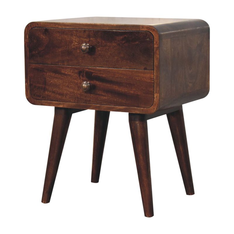 Artisan Furniture Solid Wood Curved California Walnut Bedside