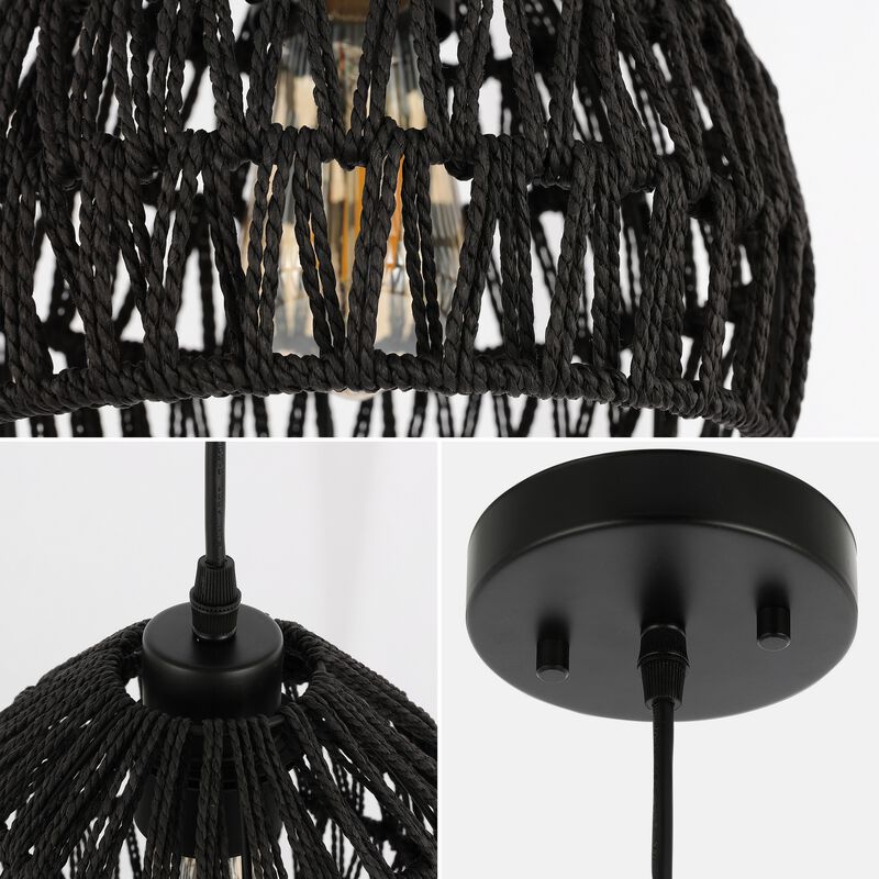 Campana 1-Light Bohemian Modern Woven Rope/Iron LED Pendant