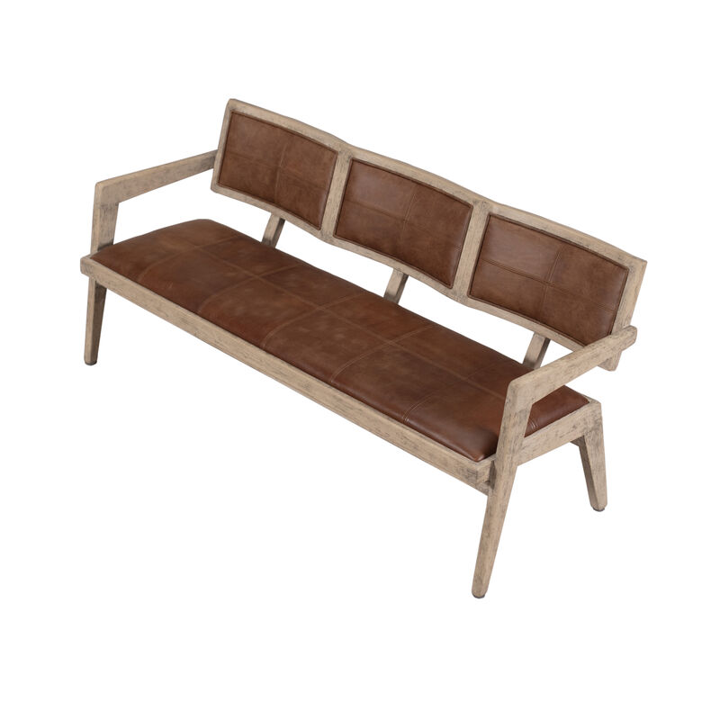 Solid Wood Accent Bench in Weathered Natural image number 4