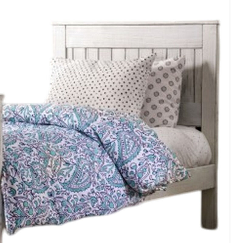 Waly Queen Bed, Farmhouse Plank Design, Classic White Solid Pine Wood