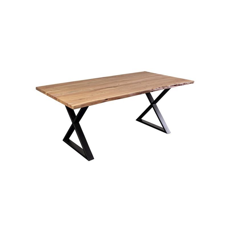 Porter Designs Manzanita Live Edge Solid Acacia Wood Dining Table, Natural