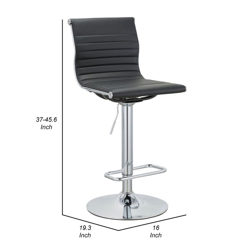 Beli 24-31 Inch Barstool Chair, Set of 2, Adjustable Height, Chrome, Black - Benzara image number 4