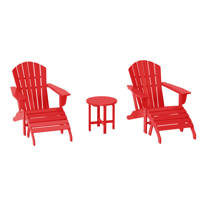 WestinTrends Outdoor Adirondack Chair With Ottoman And Side Table 5-Piece Set
