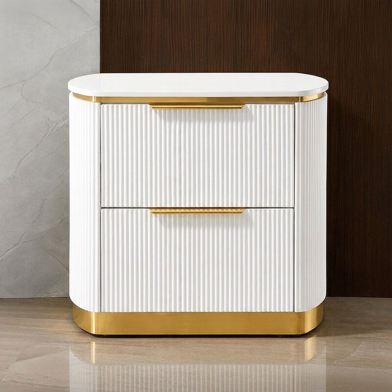 Giovanni Nightstand with 2 Drawers and Fluted Fronts image number 1