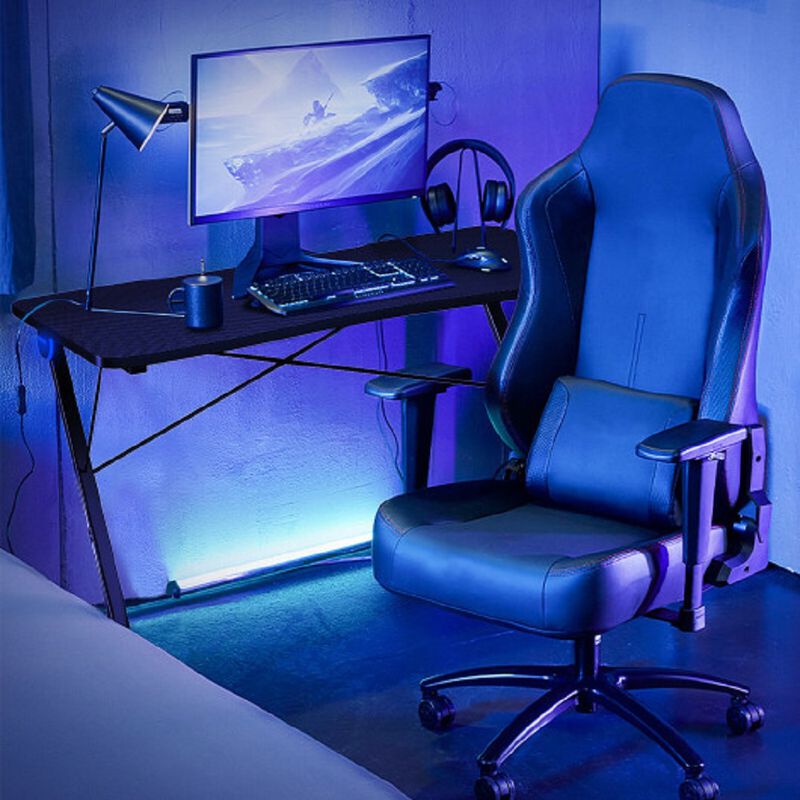Z Shape Gaming Desk with LED Lights