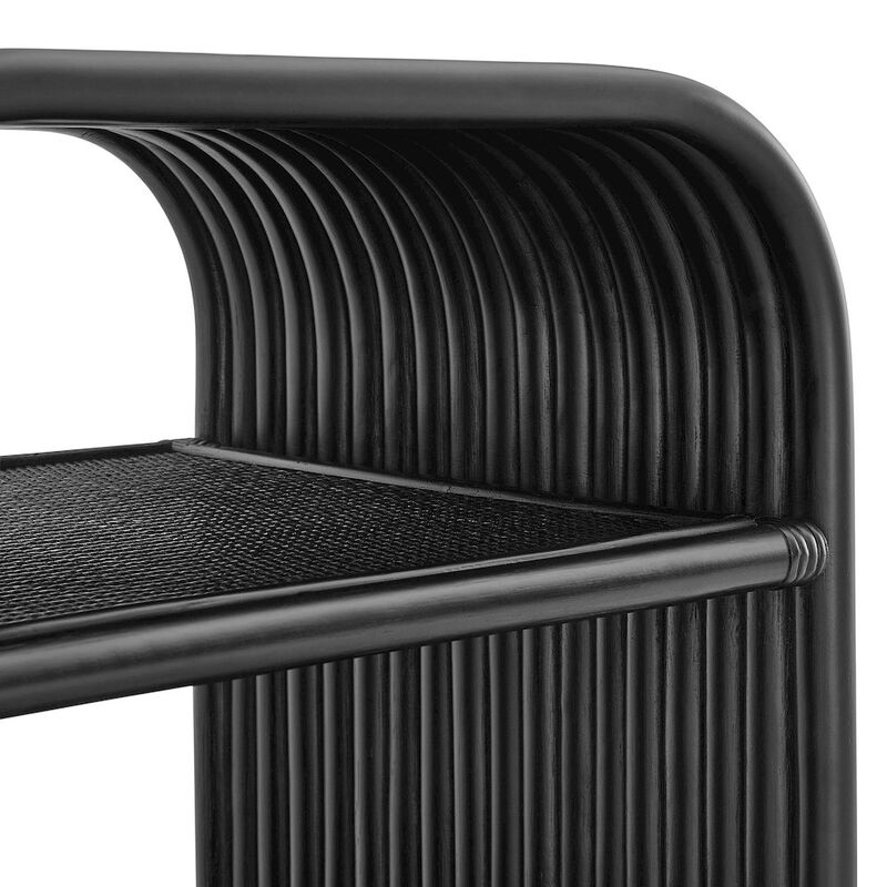 Eve Curved Natural Rattan Side Table image number 5