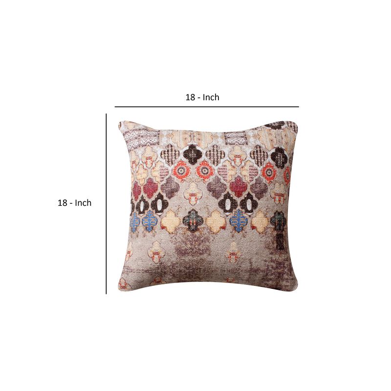 Square Accent Pillow, Printed Unique Quatrefoil Design, Polyester Filler