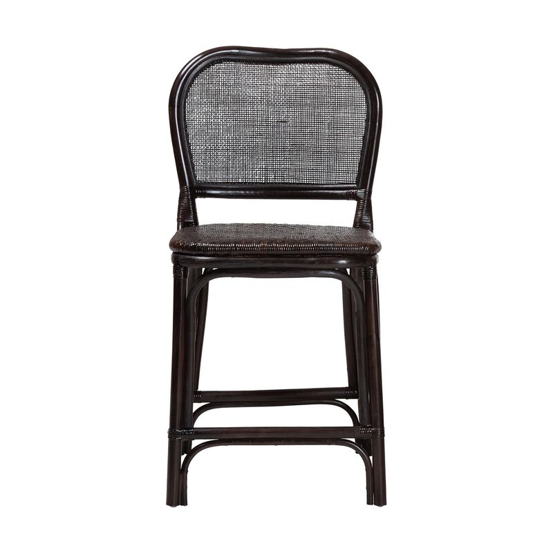 bali & pari Irene Natural Rattan Counter Stool - Handwoven Wicker Accent Stool with Lattice Backrest for Kitchen Island Seating image number 1