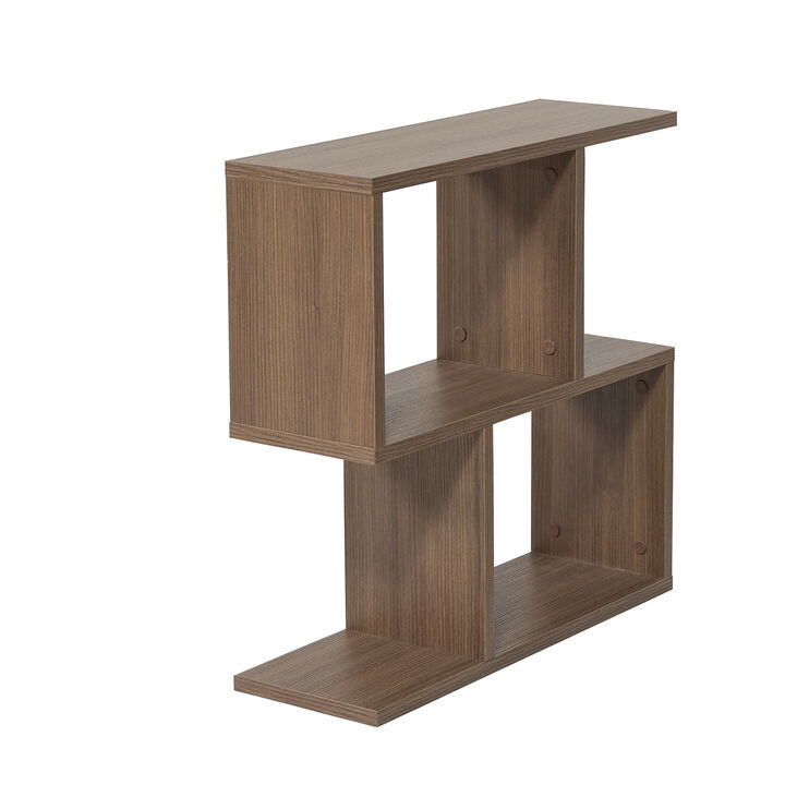 Rectangle 4 Shelves End Table, Narrow Chairside Table, 23 inch Skinny End Table for Living Rooms, Walnut