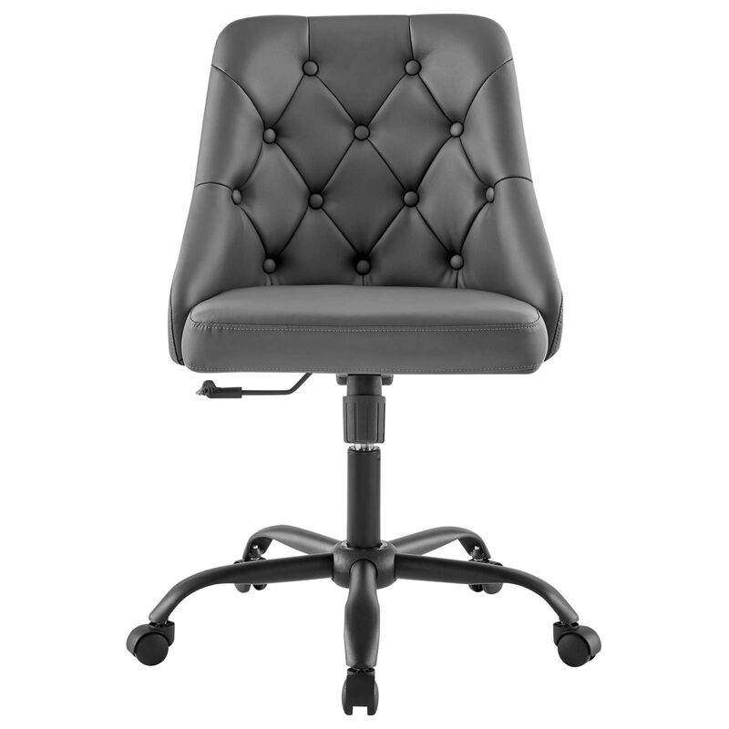 Modway Furniture - Distinct Tufted Swivel Vegan Leather Office Chair Black Gray image number 4