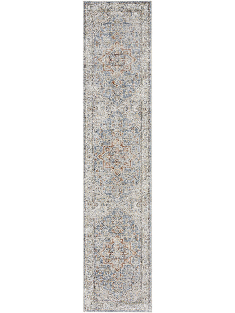 Astra Machine Washable ASW12 Denim/Multicolor 2'2" x 8' Rug